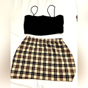 Black/brown skirt and crop top